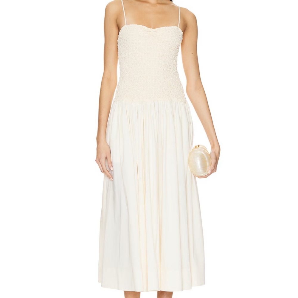 NWT Revolve LPA Stacci Midi Dress in Beige & Cream - Picture 2 of 4